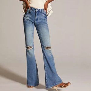 Anthropologie Light Blue Distressed Flare Jeans